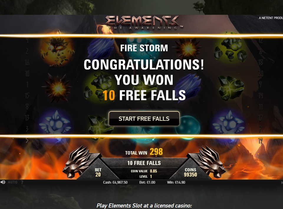 Бонусные вращения в слоте Elements